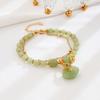 Pulsera Ruyi de plata de ley 925 para novias, niñas, verano, jade verde, joyería, jade Hetian, cuentas redondas, pulsera de calabaza