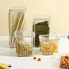 Tarro Sellado Grueso Impermeable para Mascotas, Transparente Cuadrado de Cocina para Almacenamiento de Granos, Apilable con Caja Conservadora para Snacks y Frutas Secas