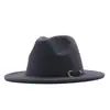 Sombrero de Sol para Exteriores Clásico Fieltro Fedora Ala Ancha Moda Sombrero Jazz con Hebilla de Cinturón