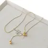 Collar Largo de Calabaza Metálica para Mujer, Joyería de Otoño e Invierno, Diseño de Lujo de Alta Gama, Cadena Versátil para Suéter, Accesorio de Moda