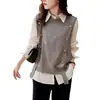 Colete de Tricô Fashion Casual 2026 Primavera e Outono Tendência Estilo Celebridade da Internet Emagrecedor e Rejuvenescedor Colete de Tricô Top
