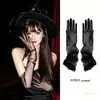 Malha Fina Transparente Renda Sexy Luvas Pretas Acessórios de Halloween Vestido Longo Luvas Retrô