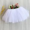 Saia de dança infantil Saia de malha de comprimento médio Saia de balé tutu de quatro camadas Saia branca Saia de dança para performance de seis dias