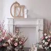 Gabinete Decorativo de Chimenea de Madera Maciza Estilo Francés Vintage, Estante de Chimenea Falsa Blanco y Negro Estilo Europeo y Americano, Accesorio para Fotografía de Alojamiento