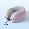 Almohada portátil en forma de U de espuma viscoelástica, almohada de viaje para el cuello, almohada con caja de almacenamiento para avión, almohada de soporte para el cuello, almohada cervical, almohada en forma de U