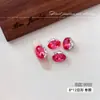 Adornos para uñas K9 rojo-rosado, sin base, de ángulo recto, multifacéticos, ultra brillantes, strass grandes hechos a mano con forma de huevo de paloma, bolitas de strass para uñas, accesorios decorativos