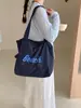 Bolso Nuevo Estilo Coreano con Estampado de Letras para Mujer, Bolso de Hombro de Nylon de Gran Capacidad, Bolso Tote Casual Versátil Portátil con Cordón