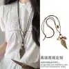 Design de Nicho Coreano Bm Mesmo Estilo Colar Cruz de Prata Colar Longo Feminino Punk Retro Y2K Tendência de Joia para Pescoço