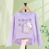 Camiseta de Manga Longa para Meninas Primavera e Outono 2026 Novo Estilo Estampa Fofa Algodão Puro Tops e Camisetas Básicas para Meninas