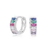 Brincos de Prata Esterlina S925 Estilo Coreano Novo Moderno e Simples Elegantes Inlaid com Joias Exclusivas Coloridas Estilo Cool para Mulheres