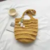 Bolsa de Viagem Versátil de Verão, Bolsa de Praia de Crochê Retrô, Bolsa de Ombro, Bolsa de Mão Grande de Ráfia Tecida à Mão