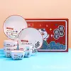 Chongshang Atrae Riqueza y Tesoro Gato Juego de Vajilla Creativo Hogar Cerámica Tazones, Platos y Cucharas Tienda de Negocios Evento de Celebración Regalos Promoción Venta al por Mayor