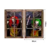 Decoración de Ventana de Casa Embrujada de Terror Popular Transfronteriza para Halloween, Banderín Doble de Fondo de Mano Fantasma Emocionante, Cubierta de Ventana