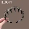 Nueva Diadema de Cristal para Mujer Coreana Exquisita con Perlas Dientes de Sierra Diadema Alta Gama Elegante Diadema de Pedrería
