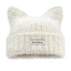 Gorro de lana de peluche con orejas de gato japonés, bonito y dulce, para mujer, cálido, de otoño e invierno, con etiqueta pequeña y letras Joker