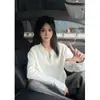 Camiseta de Manga Larga con Cuello en V y Patrón de Escamas de Dragón Texturizado Pesado Americano para Hombres y Mujeres Primavera Otoño Invierno Casual Commute Estilo Perezoso Top