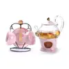 Conjunto de Xícaras de Chá Florais Simples Escandinavas Rosa Cinza Xícara de Café Chá de Frutas Chá da Tarde Bule Copo de Água