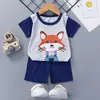 Conjunto de Verão Infantil Manga Curta Shorts Roupas de Casa para Bebê Menina Camiseta de Bebê Pijama para Meninos 0-1-2-3 Anos