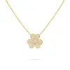 Collar de Trébol de Diamantes Completos Oro Rosa / Oro Flor de la Suerte Lujo Accesible Elegante Ventas Directas de Fábrica Modelo de Celebridad de Internet