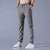 Show de verão Thin Ice Silk calças casuais masculinas tendência de trabalho solto respirável direito respirável esportes cropped calças masculinas