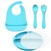 Prato de Jantar Redondo de Silicone Transfronteiriço Conjunto de 4 Peças Prato de Jantar de Silicone Prato Suplemento Alimentar de Silicone Prato de Jantar para Bebê Conjunto Mãe e Bebê