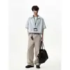 Camisa Nueva Boxy Corta Ancha Texturizada de Manga Corta para Hombres y Mujeres Chaqueta Camisa con Cremallera Cleanfit