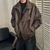 Chaqueta de cuero para hombre, diseño de nicho retro americano, estilo biker de doble cuello, genial y elegante para hombres en otoño e invierno