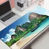 Alfombrilla de Ratón Grande con Paisaje de Isla Natural en Stock, Impresión Completa de Mar Azul y Playa, Base de Goma Antideslizante para Escritorio
