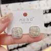 Pendientes de Cuadros de Diamantes Vintage con Aguja de Plata S925 para Mujer Moda Coreana Pendientes Elegantes Otoño e Invierno Combinan con Todo Joyería Dulce para Orejas