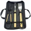 Set de Herramientas Pequeñas para Barbacoa de Acero Inoxidable 410 Más Vendido Transfronterizo con Mango de Madera para Reuniones Familiares, Camping y Barbacoa Portátil