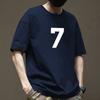 Camiseta de manga corta de otoño para hombre, de algodón puro, con cuello redondo, talla extragrande, holgada, de manga corta, color azul violáceo, talla 5
