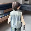 Chaleco de Mezclilla para Niños 2026 Nuevo Estilo Primavera y Otoño Chaleco de Otoño Infantil para Niños Pequeños, Versión Coreana, Moderno y Elegante
