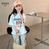 Camiseta de Manga Corta para Niñas Yojia Algodón Puro 2025 Nuevo Estilo de Media Manga Tops de Verano Sueltos para Niños Grandes