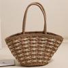 Saco traquial ondulado de um ombro tecido de palha novo saco de palha de grande capacidade saco tecido de férias estilo saco de praia all-match bolsa feminina