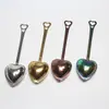 Nuevo Colador de Té en Forma de Corazón de Acero Inoxidable 304 Placa con Mango Dorado Coloreado Colador de Té Amor Detenedor de Té Oro Rosa Titanio