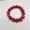 Alternativa à Ágata Vermelha do Sul, Pulseira de Contas Estilo Vintage com Corte Reto, Pulseira Vermelha Caqui, Pulseira de Contas Redondas de Jade Semelhante ao Quartzo, Contas de Ábaco