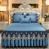 Falda de cama de algodón con encaje de seda de comercio exterior, pieza única, color sólido, estilo princesa europeo simple, funda protectora para colchón, colcha