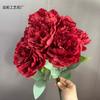 Un ramo de 9 peonías grandes peonía lasaña flores falsas sala de estar arreglo floral en maceta decoración de boda explosiones transfronterizas