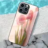 Aplicable a Apple 18PRO Funda de Vidrio Templado 17PROMAX Funda Protectora de Tulipán iPhone16 Flor Rosa 17E