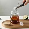 Taza de Café de Vidrio de Borosilicato Alto Estilo Ins Alto Valor de Color con Tapa con Pajita Patrón Vertical Taza para Té con Leche Taza de Regalo