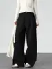 Pantalones cargo de pierna ancha curvados color caqui para mujer, diseño de otoño 2026, de cintura alta, holgados, adelgazantes, con diseño de pierna recta con solapa