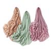 Turbante de gasa semicircular con borde redondeado para mujer, bufanda larga de gasa con perlas de color liso, transfronterizo entre Malasia e Indonesia