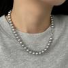 Collar de Perlas y Circonitas de Lujo Ligero, Ropa de Trabajo a la Moda, Cadena de Suéter Versátil de Alta Gama, Collar de Diseño Nicho Francés para Mujer