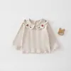 Camiseta de Manga Larga de Otoño para Niña Estilo Nuevo Casual para Bebé Elegante Capa Base Algodón Puro Bebé Niño Pequeño Cuello de Muñeca Top
