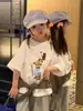 Camiseta Informal Casual Holgada de Algodón Puro con Dibujos Animados de Manga Corta para Niños y Niñas, Top Versátil para Bebés, Nuevo Estilo Verano 2026