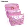 Cross-border Novo Laser Portable Cosmetic Bag Grande Capacidade Cosméticos Saco de Armazenamento Cosmético Portátil Saco de Viagem Saco de Lavagem para o cabelo