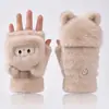 Luvas de Celebridade da Internet Transfronteiriças, Luvas de Inverno de Pelúcia com Cobertura Flip de Meio Dedo, Luvas de Tricô Quentes Sem Dedos de Faux Mink para Estudantes e Crianças