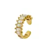 Nuevos aretes cuadrados de circonita con forma de C transfronterizos, acero de titanio chapado en oro, accesorios de moda versátiles, clips para orejas sin perforación para mujer