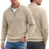 Suéter masculino de malha jacquard texturizada, marca independente transfronteiriça, com meio zíper, gola alta, manga longa, estilo americano, moletom casual plus size