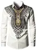 Camisa de Manga Larga Estilo Étnico Africano para Hombre Retro Dashiki Estampado Digital Cárdigan con Solapa Top Casual